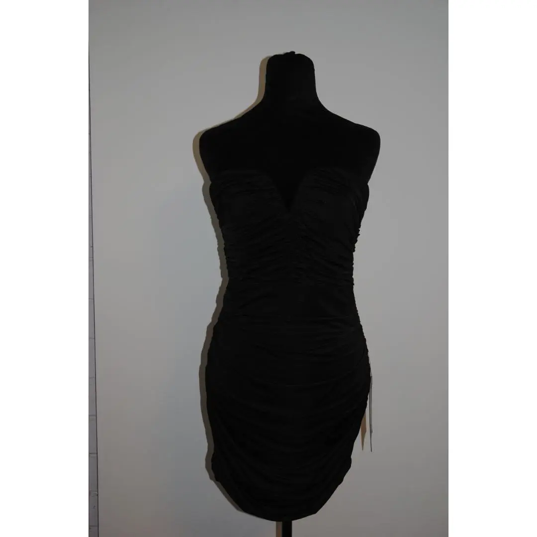 Lulus Black Ruched Bodycon Dress S