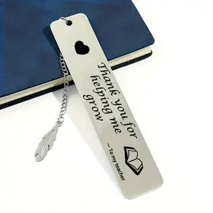 Letter Pattern Stainless Steel Bookmark, 1 Count Thank You for Helping Me Grow Letter Bookmark, Perfect Gift for Teachers on Teacher's Day, Book Accessories