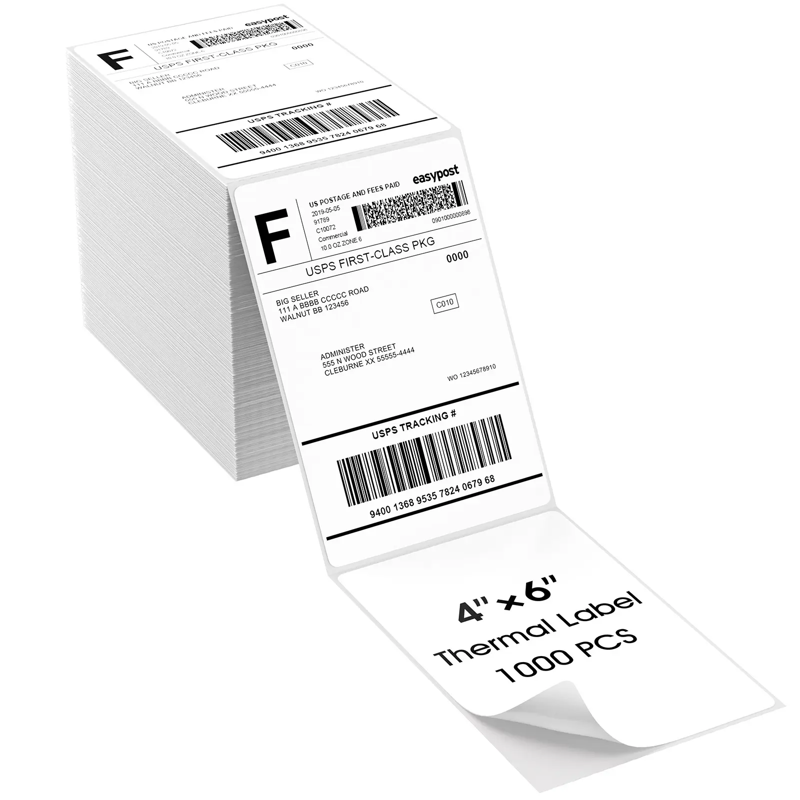 MaxGear 4x6 Commercial-Grade Office Direct Thermal Labels, 1000 Fanfold Perforated White Permanent Adhesive BPA-Free Fade-Proof Scratch-Resistant Barcode-Ready, for E-Commerce Sellers, Compatible with Most 4x6 Thermal Label Printers, 1 Stack