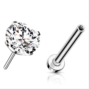 20G/18G/16G Clear Threadless Flat Back Studs • Push Pin Labret • Flat Back Earring • Tragus Stud • Flat Back Nose Stud • Helix Stud • Cartilage Stud • Threadless Nose Stud • Cubic Zirconia Stud • Implant Grade Titanium • Silver Flat Black Stud