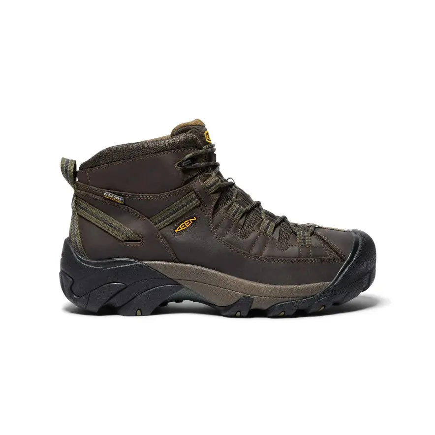 Keen Men's Targhee II Waterproof Mid Wide Hiking Boot - Canteen/Dark Olive, Wide Fit, for Hiking & Outdoor Activities