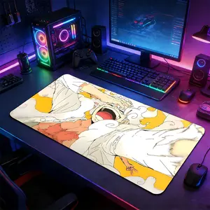 Vibrant White Cloud & Yellow Anime Character Large Gaming Mouse Pad, Non-Slip Rubber Base with Reinforced Stitched Edge, Intense Hot-blooded Anime Aesthetic Design, Durable Desk Mat for Gaming & Office, Great Gift for Gamer Boys & Anime Lovers Mousepad