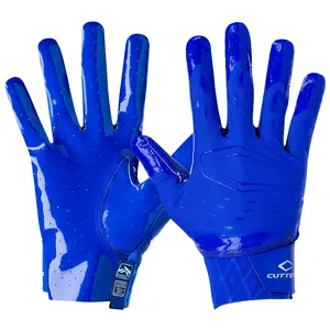 Cutters Rev Pro 5.0 Royal Blue Football Receiver Gloves - Air C-TACK Grip, Lightweight, Breathable, All-Weather Performance