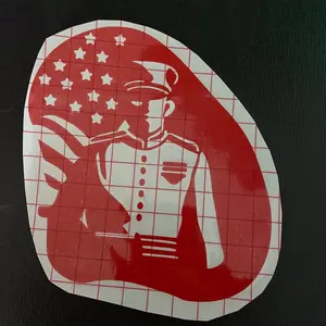 U.S Marine Sticker - Patriotic Design with American Flag and Soldier Silhouette