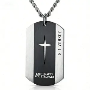 Faith-Based Scripture Dog Tag Necklace - Proverbs/Joshua/Philippians Engraved Pendant