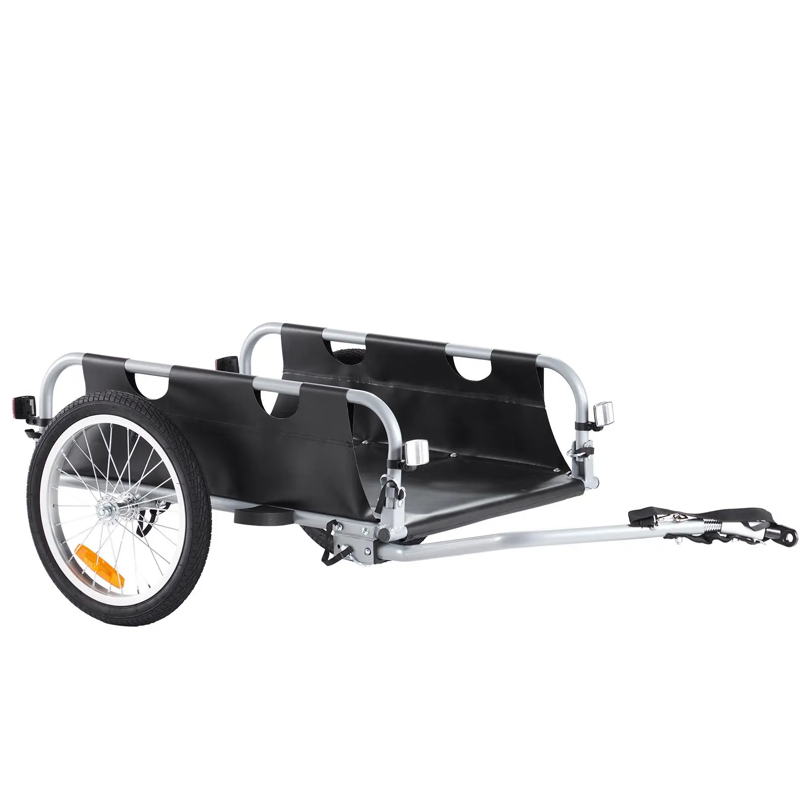 【Summerfinds】VEVOR Bike Cargo Trailer Folding Trolley100 lbs Load CapacityHeavy-Duty Bicycle Wagon CartFoldable Compact StorageQuick Release Universal Hitch16" WheelsSafe ReflectorsFits 22"-28" Bike Wheels, Folding Trolley, Portable Folding Trollies