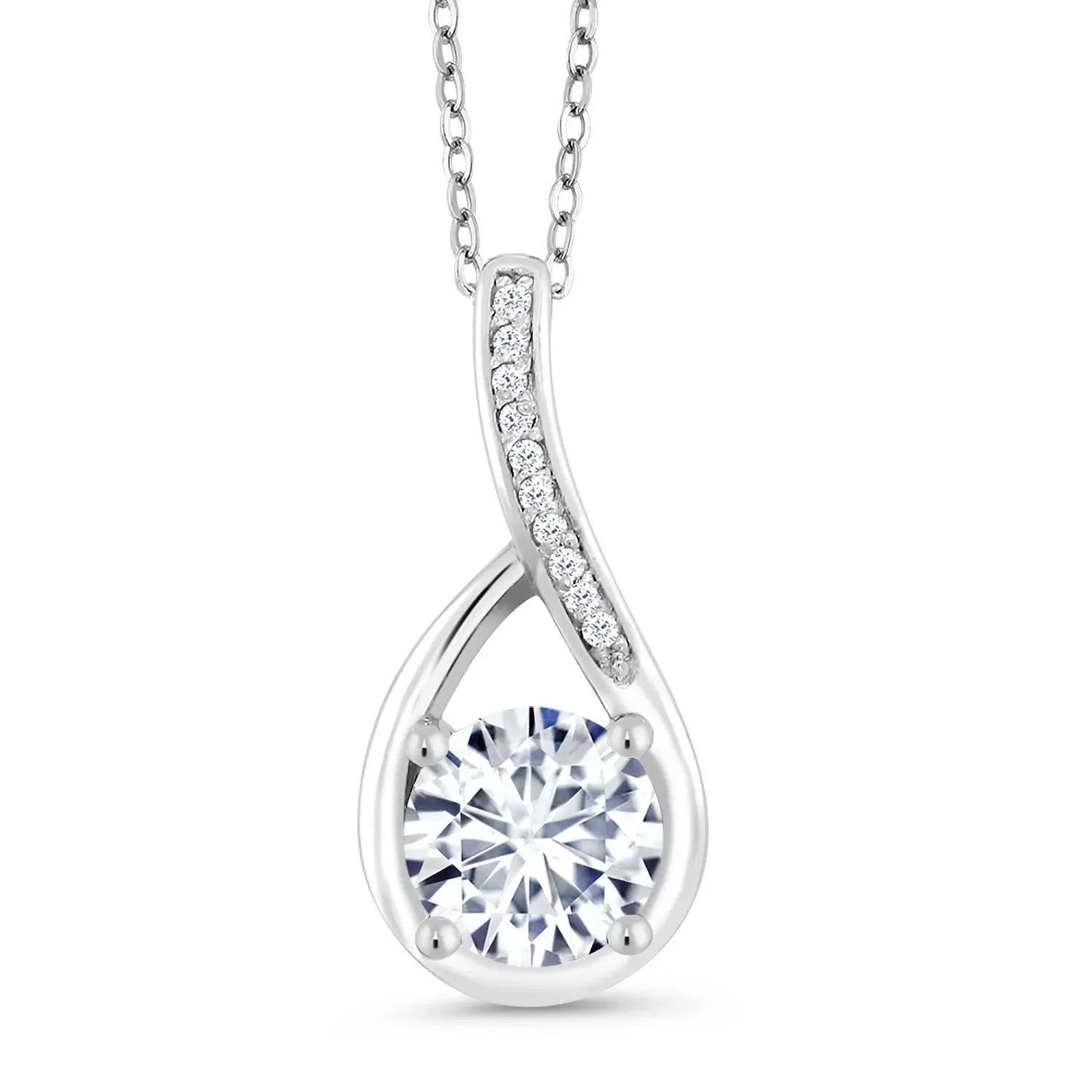 925 Silver Moissanite and Diamond Infinity Pendant Necklace For Women | 0.87 Cttw | Gemstone Birthstone | Round 6MM | with 18 Inch Chain | Available in 18K Rose Gold and 18K Yellow Gold Plated Silver