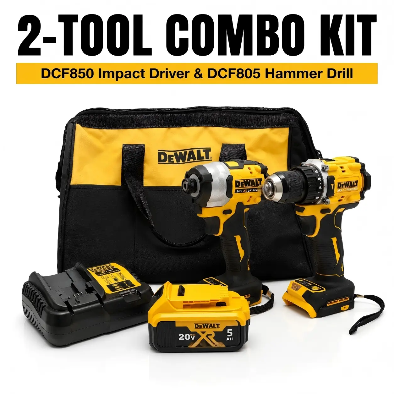 Dewalt DCF850 Impact Driver And DCF805 Hammer Drill Kit - Professional  Tools For Metalworking And Wood Projects hand mechanic frame ip54 protection multipurpose rapid brushless application rpm speed electric outdoor installation input manual concrete m