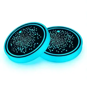 LED Cup Holder Lights for Car, LED Car Cup Holder Lights – 2/4 PCS Light Up Cups Coasters, 7 Color Changing USB Rechargeable Holders Light for Interior,Truck,Vehicle Accessories (#E,2PCS)