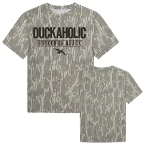 Duckaholic Hooked On Quack Short Sleeve Pattern Camo 3D, 3D Camo Style T-Shirt, Black Duck Hunting Gift for Him, for Dad