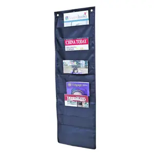 FixtureDisplays® 10 Pocket (13.8" wide) Organization Pocket Chart, Wall Hanging File Organizer Folder Office, Home, School, Classroom, Workshop 14 X 47 inch Black 15651NEW-NF