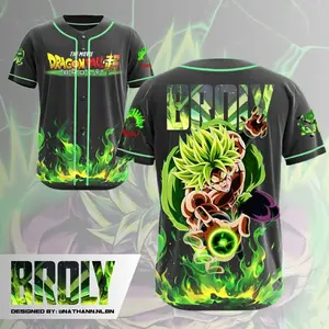 Dragon Ball Z Ultimate Broly, Unisex, Tuff fits, Short Sleeves, and Curved Hem Design, 5% Spandex and 95% Polyester, Ideal for Sports Teams, Parties, Black,sports jerseys,jersey de dragon ball, Gift for Anime lover