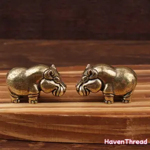 Vintage Brass Hippo Sculpture Decorative Figurine, Heavy Metal Figurine, Handmade Animal Statue for Home Office Desk Decoration, Perfect Father's Day Gift, Art Figurine, Collectible Figurines