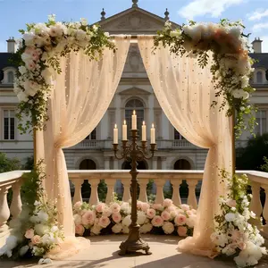 2-piece set, champagne colored pearl mesh, Party Decoration, suitable for decorating wedding venues/holiday parties, decorating arches/table flags/chair back straps/dessert tables, perfect for spring themed weddings and various holiday parties