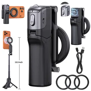 JOYYE 6-in-1 Compact Magnetic Phone Selfie Stick Tripod, Remote Control, Adjustable Zoom, Stabilizer, 3 Magnetic Rings, Vlog & Live Photo Ready