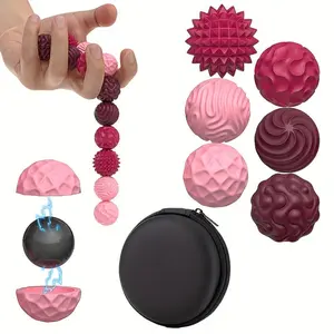 6-Pack Silicone Magnetic Fidget Balls - Stress Relief Toys for Adults & Teens, Textured Design for ADHD & Anxiety Relief, Quiet Office Desk Accessories, Fun Sensory Play Gifts for Christmas & Travel, Boost Focus & Relaxation