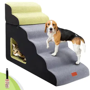 Dog Ramp for Small Dog, 30 in Height 6 Steps Soft Foam Spliced Dog Steps for Bed, Dog Stairs for High Bed, Non-Slip Sturdy Pet Stairs, Older Pets, Grey 6 Tiers