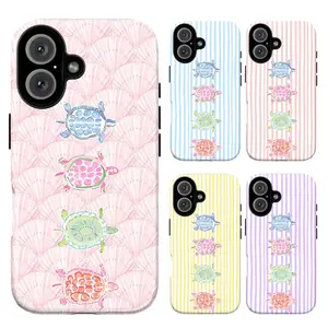 Cute Pastel Turtle Phone Case, Beach Ocean Aesthetic Cover for iPhone 11 12 13 14 15 16 17 Pro Max, Striped Soft Girl Design, Colorful Sea Turtle Pattern, Coastal Summer Vibes, Minimal Kawaii Style, Trendy Gift for Her