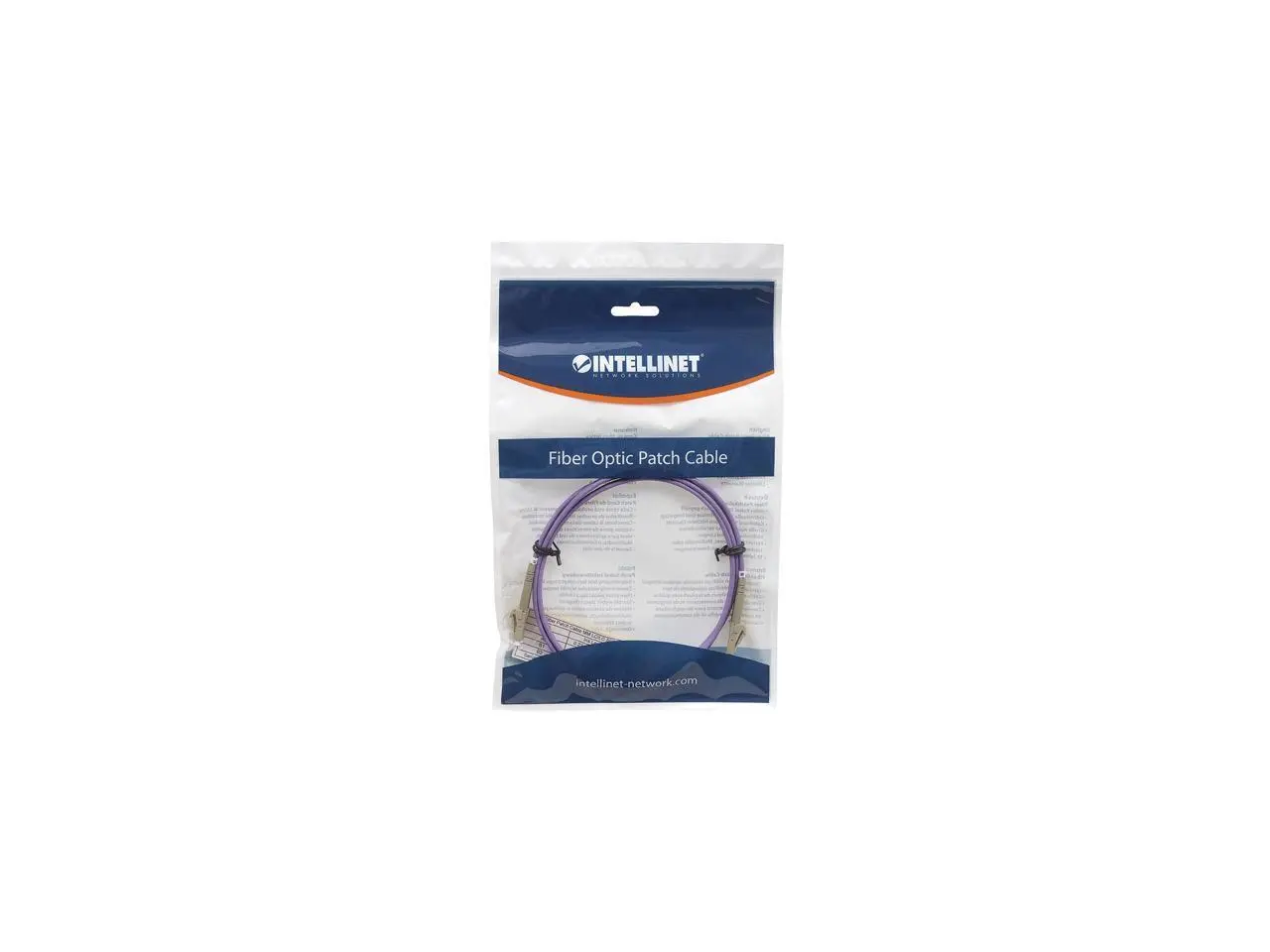 Intellinet Fiber Optic Patch Cable, Duplex, Multimode, LC/LC, 50/125 Âµm, OM4, 1.0 m (3.0 ft.), Violet