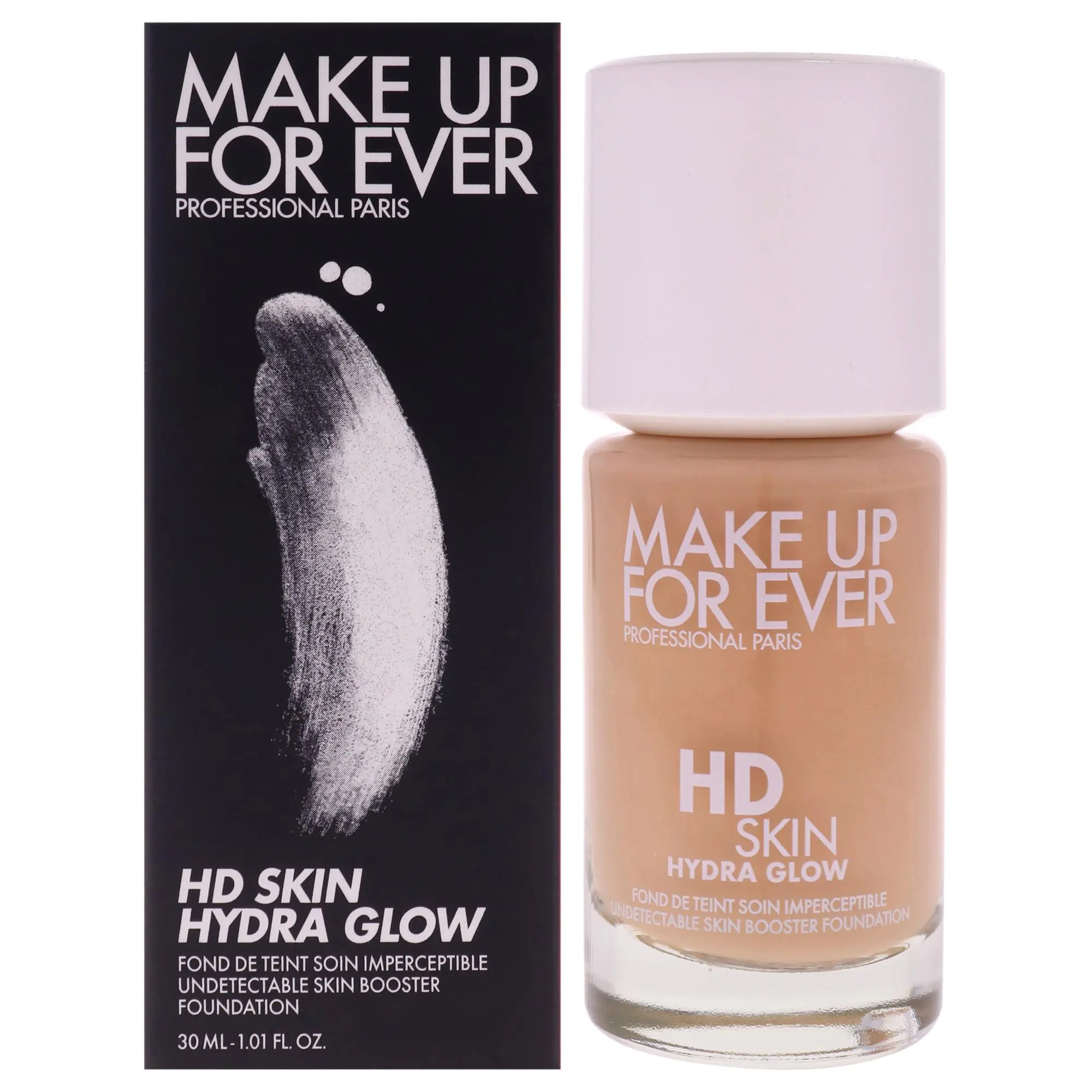 Make Up For Ever HD Skin Hydra Glow Flawless Coverage Cosmetic Foundation - 1N14 Beige, 1 oz, for Women, Natural Look Makeup, Female Skin