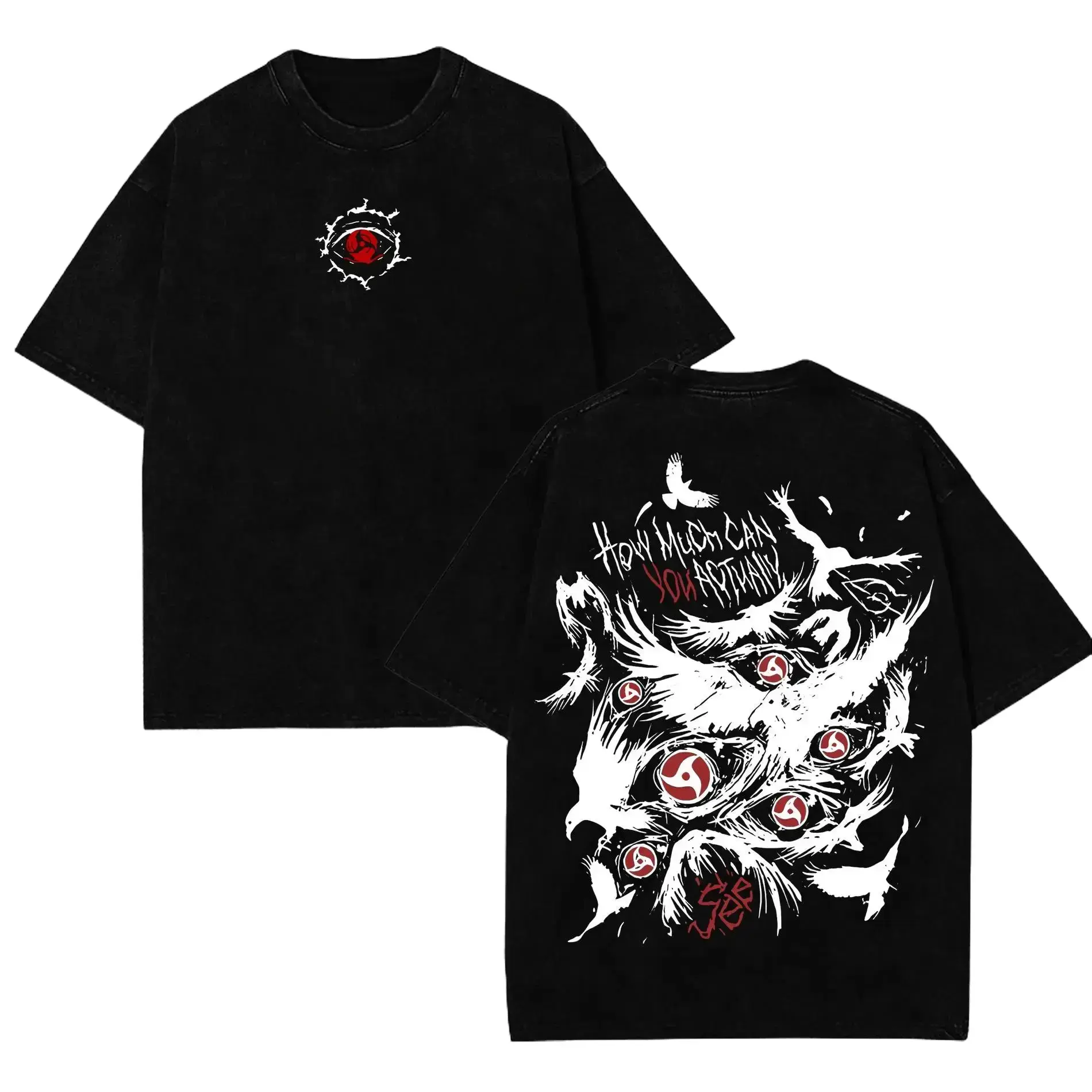 Men's Classic Seamless Breathable Fabric Retro Otaku Short-Sleeve Crewneck T-Shirt - Vintage Washed Cotton, Double-Printed Hinata Hyuga Graphic, Fitted, 90s Distressed Streetwear, Menswear Gift for Anime Manga Fans