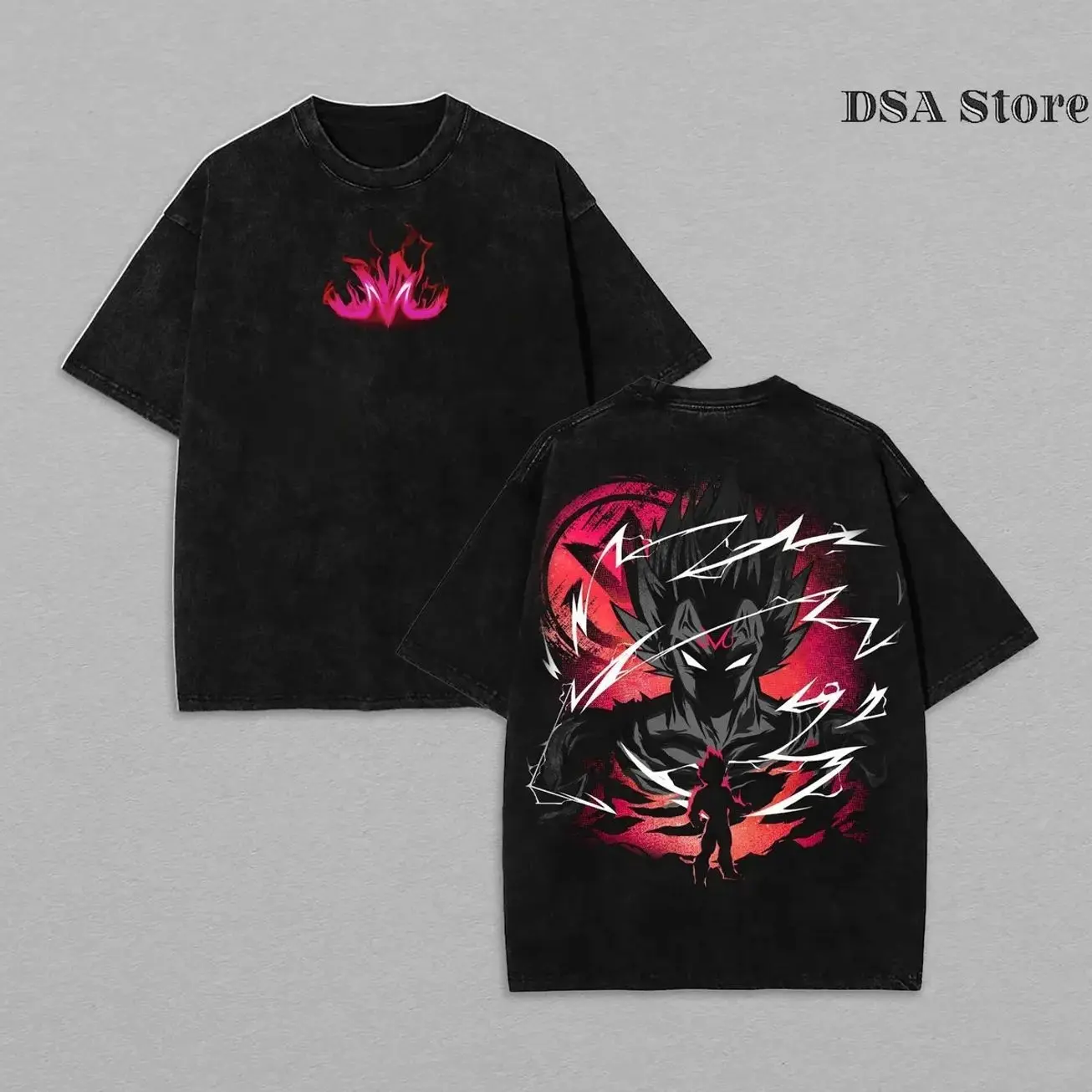 Retro Vintage Limited VEGETA Hoodie & T-Shirt - Dragon Ball Oversized Washed Heavyweight Cotton Streetwear, Unisex Anime Manga Merch, Perfect Gift for DBZ Fans & Anime Lovers, Trendy Graphic Tee & Hoodie D1B