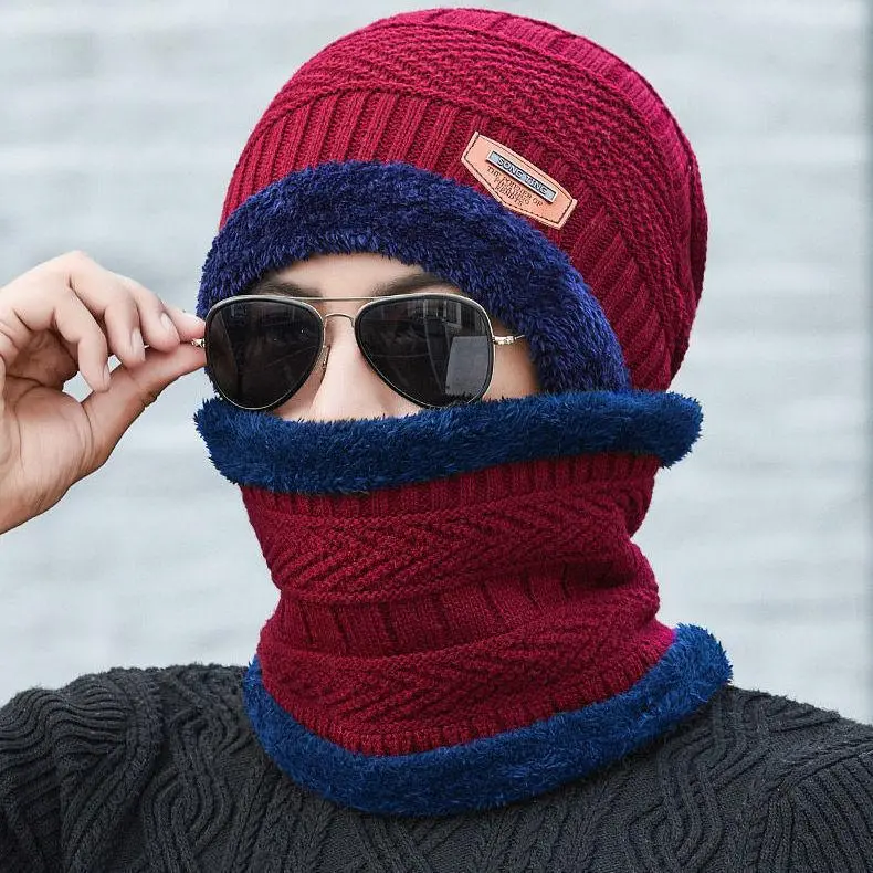 Knitted Hat and Scarf Set – Acrylic Winter Accessories with Warm Velvet Lining, Windproof Beanie & Neck Gaiter for Skiing, Snowboarding & Cold Weather, Soft Breathable Comfort, Unisex Outdoor Thermal Gear