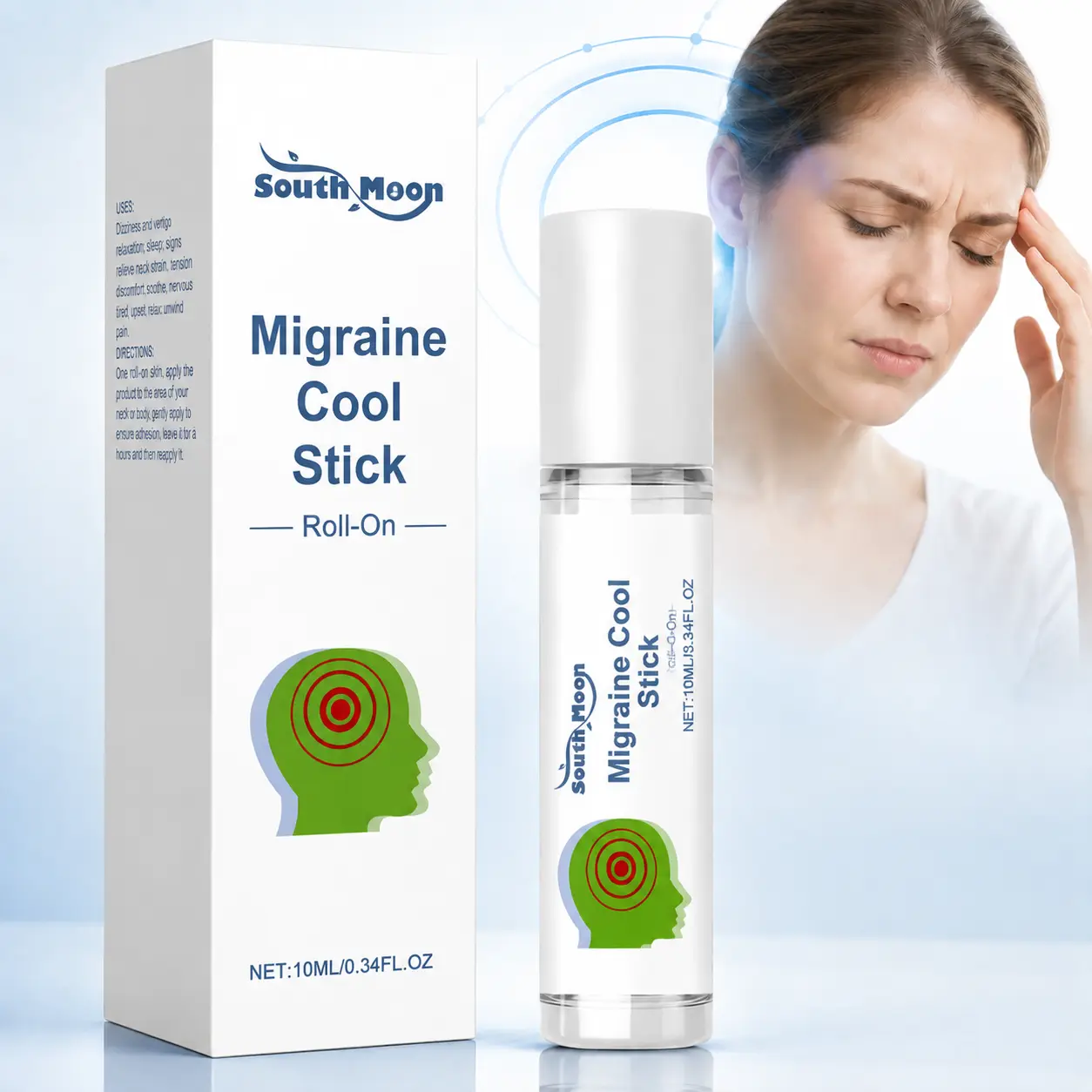 [Buy 1 Get 1 Free]Migraine Relief Stick,Migraine Stick Rollon - Cooling Comfort For Your Head. Aromatherapy With Peppermint & Other Essential Oils,Vertigo Ease Aromatherapy