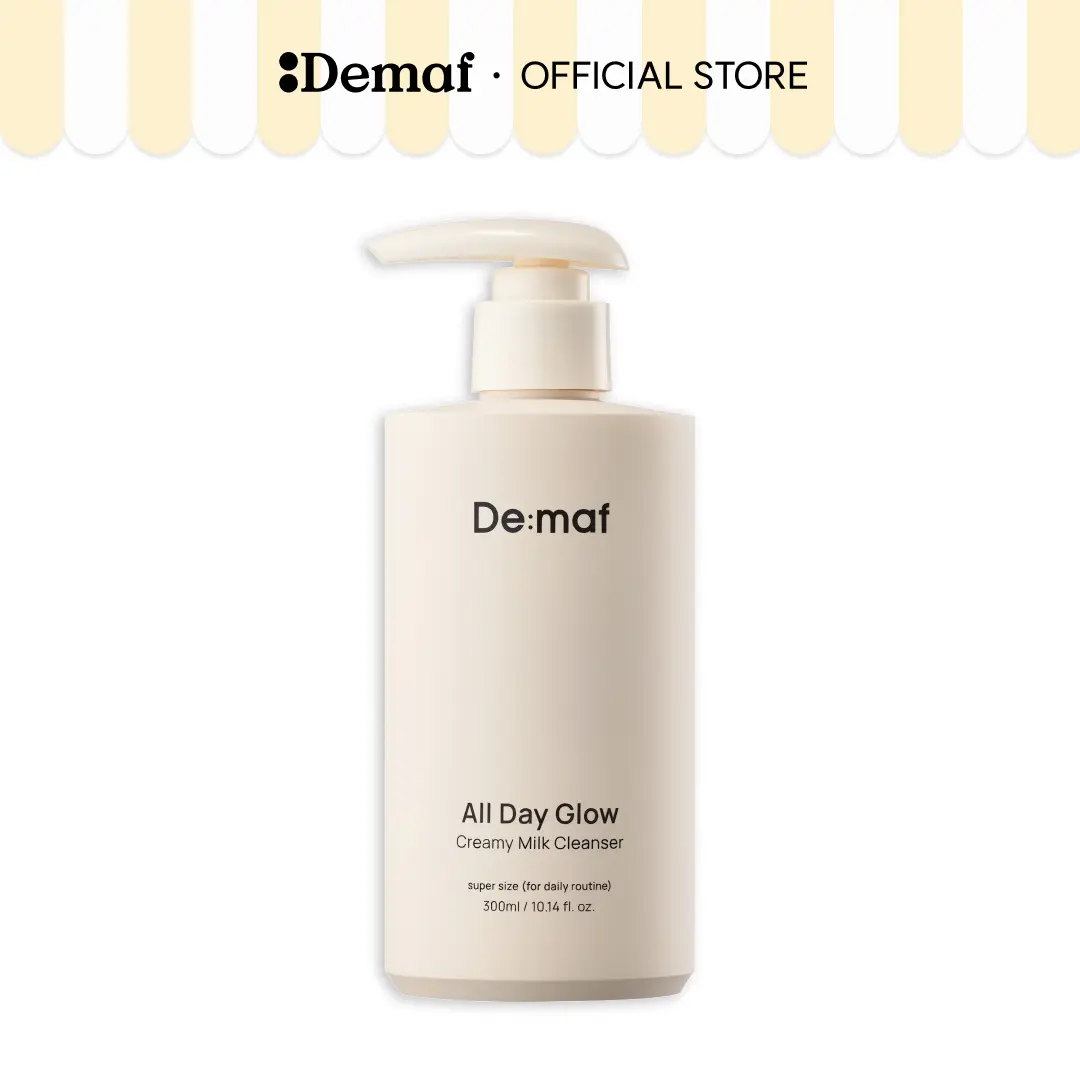 [De:maf Official] All Day Glow Creamy Milk Cleanser 10.14 fl. oz. (300ml) | Gentle Impurity Removal | Deep Hydration | Barrier Strengthening