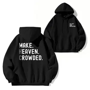 Christian Inspirational T-Shirt - Double-Sided "I'm Just Recruiting" & "Make Heaven Crowded" Print, Round Neck Short Sleeve Casual Made In USA For Women For Men [180G/230G 100% cotton short-sleeve/hoodie, soft and comfortable]