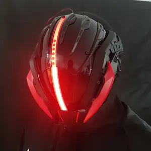 Handmade Light Up Cyberpunk Mask for Men, Cool Science Fiction Halloween Cosplay Mask, Perfect for Halloween & Music Festivals, Handmade Masks