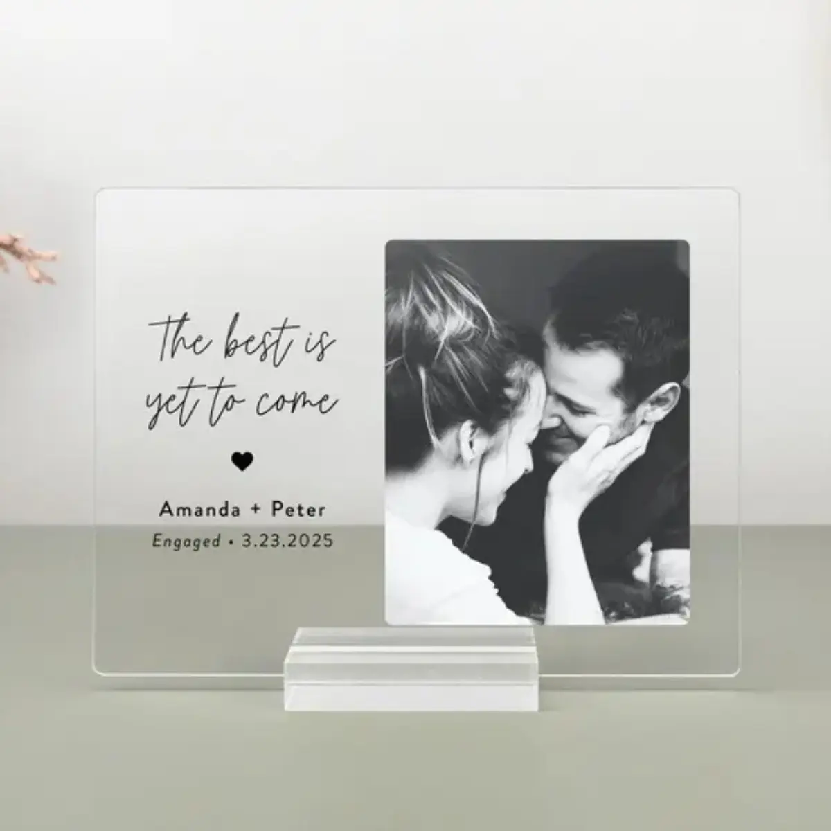 Personalized Memorial Acrylic Plaque - 6 Inches Multi-Size, Lightweight Custom Photo Decor, Hanging/Standing Tabletop Home Ornament, Anniversary Christmas Gift for Couples