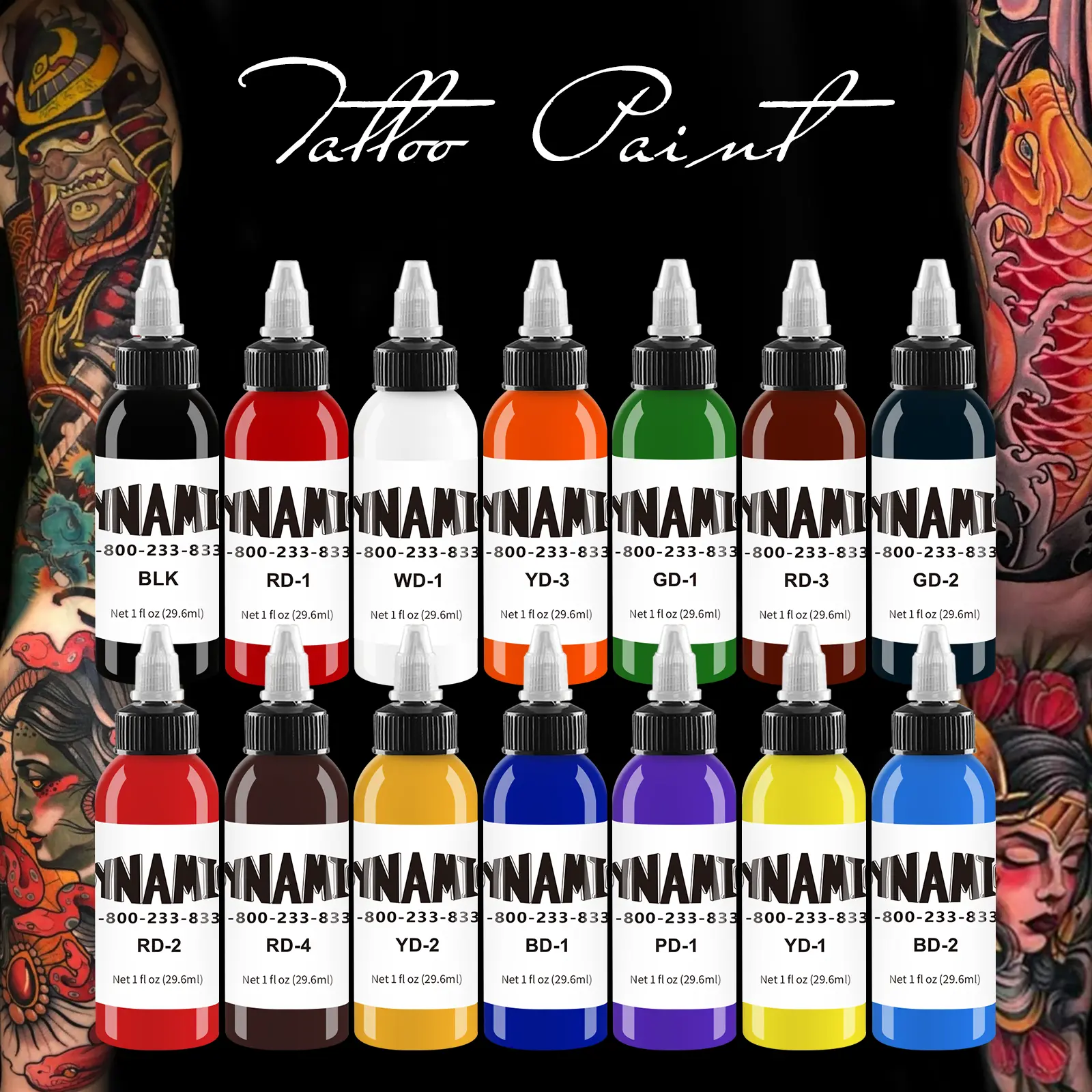 14 Colors 30ml tattoo ink，active inks, colour pattern tattoo ink, Tattooist's standing tools
