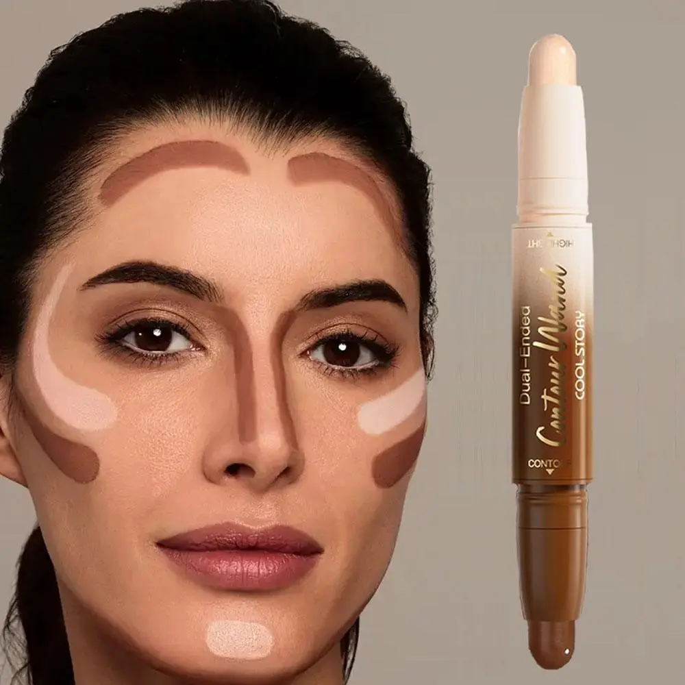 Double-Ended Contour Stick, Creamy Malleable Bronzer Formula Matte Buildable Contour for a Natural Sculpted Look, Perfect for Cheeks, Jawline & Nose Bridge, Suitable for All Skin Types, Makeup, Face Contour, Contouring Stick