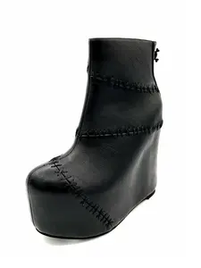 Tonal Stitches Wedge Boot CHARLA TEDRICK