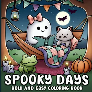 Bold and Easy Coloring Book: Spooky Days Cute Halloween and Autumn Designs for Adults, Seniors, Teens and Kids for Relaxation