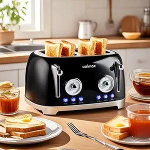 CUSIMAX 4 Slice Toaster, Valentine's Limited Edition, Extra Wide Slots for Bagels Waffles 6 Browning Levels, Defrost Bagel Cancel Auto Shut-off Stainless Steel Removable Crumb Tray  touch screen toaster browning level Toastie Machine ,Gift for wife