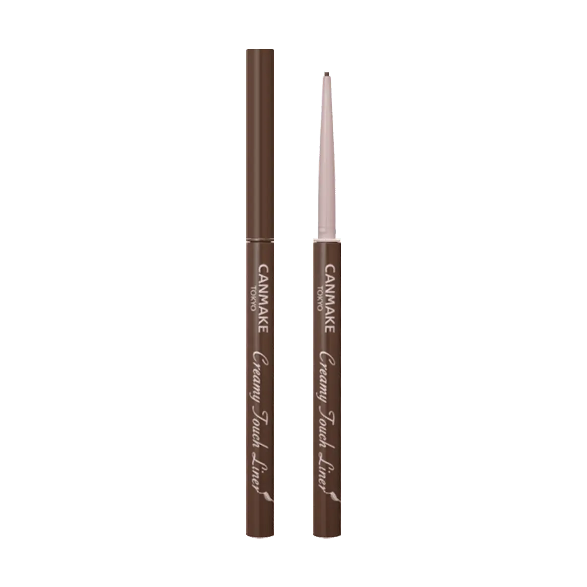 CANMAKE Creamy Touch Liner 1.5mm Waterproof Eyeliner Pencil - Smooth, Smudge-Proof, Natural Brown (#02) for Beginners