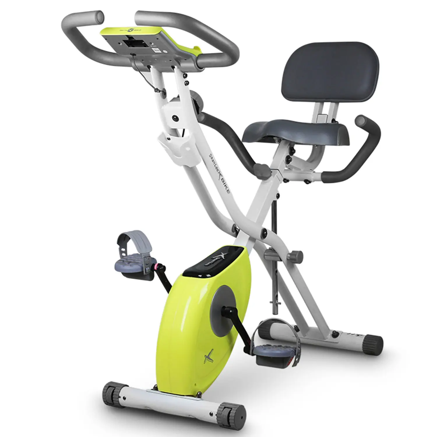 Leike Fitness X Bike Ultra-Quiet Folding Exercise Bike with Heart Rate, LCD Monitor, Foot Pedal Adjustable, Low-Impact Silent, Easy to Assemble