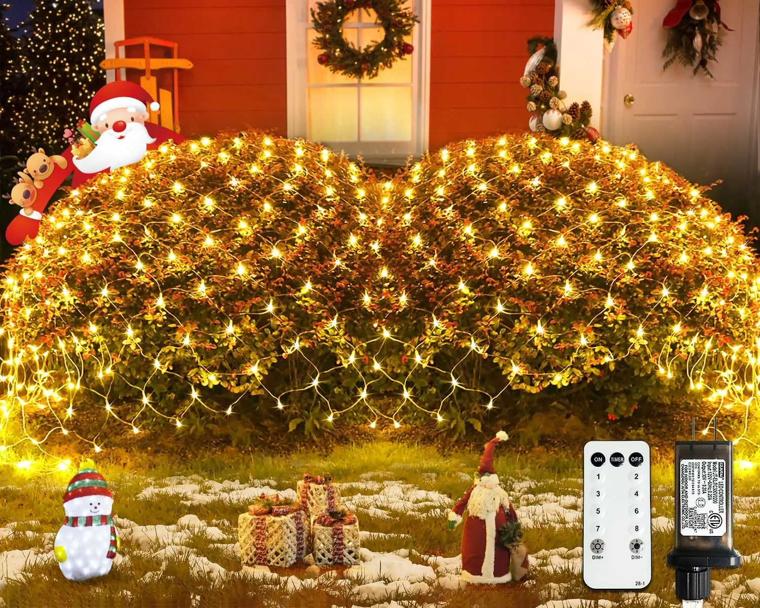 JMEXSUSS 360 LED Net Lights Outdoor Mesh Lights, 12 ft x 5 ft Christmas Net Lights Outdoor Connectable Plug in for Bushes christmas decor Ornaments