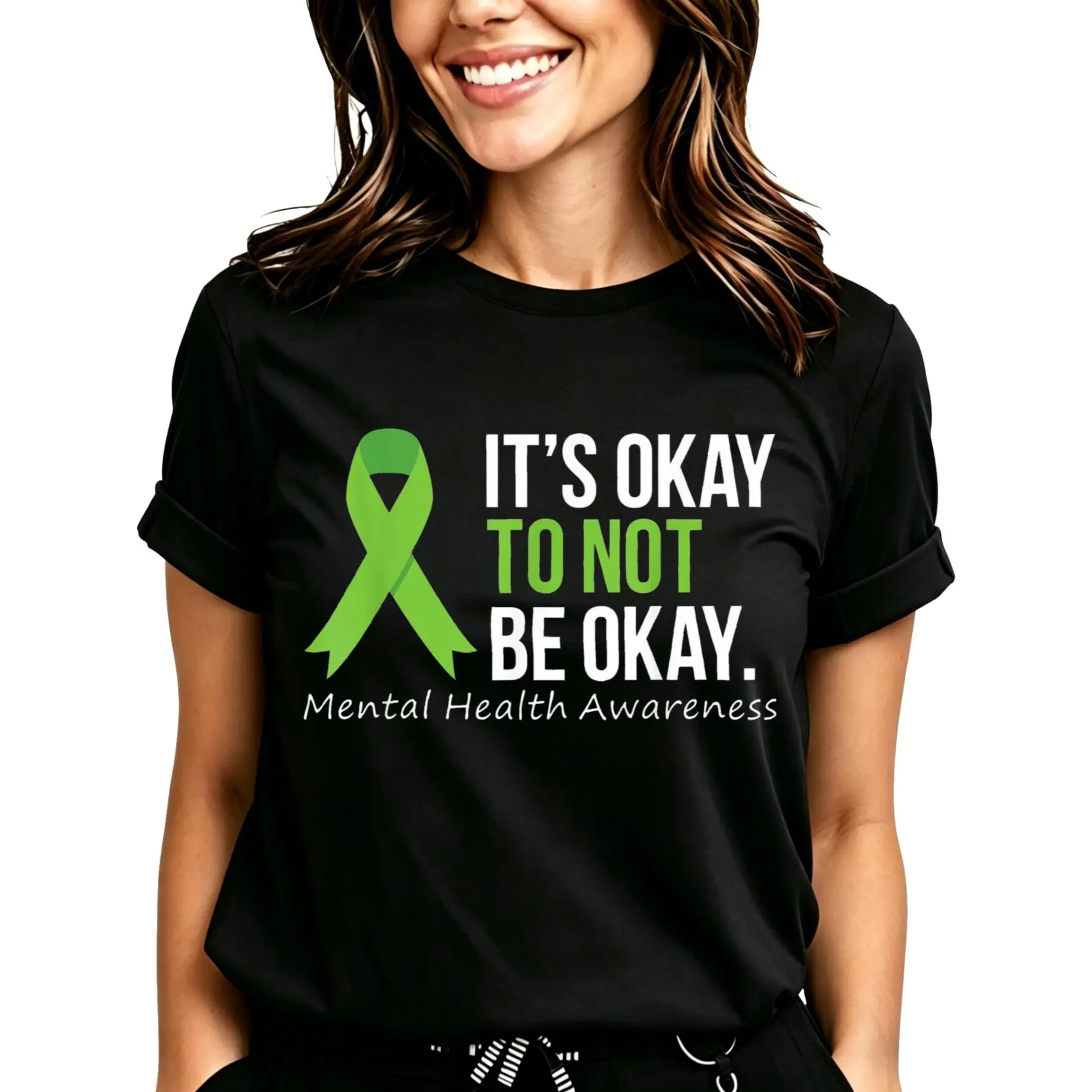 It's Okay To Not Be Okay Mental Health Awareness T-Shirt for Women Men Cotton Clothing Crewneck Fashion