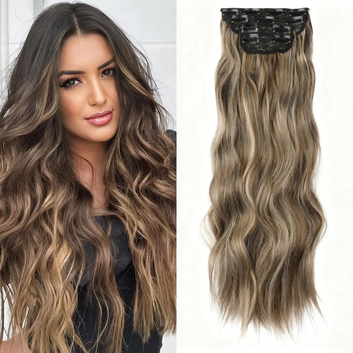 Clip in Hair Extensions 4PCS 20Inch Curly Hair Extensions Short Soft Natural Hairpiece Light Brown Mixed Ash Blonde Curly Wave Clip Extensions Invisible for Women summerwins