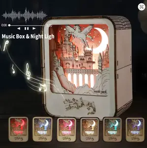 Adult handmade surprise gift: 3D wooden castle puzzlemusic box, night light handicraft model kit, birthday andChristmas gift, grand style