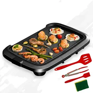 Electric Griddle, Flat Non-Stick Cooking Surface, Adjustable Temperature Control, Indoor Grilling, Ideal for Instant Breakfasts, Pancakes, Eggs, or Burgers, Black