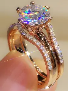 Women's Elegant Rhinestone Decorated Ring, Exquisite Trendy Ring, Beautiful Rings, Fashionable Jewelry for Women As Engagement Anniversary Wedding Party Jewelry, Fashion Engagement Rings