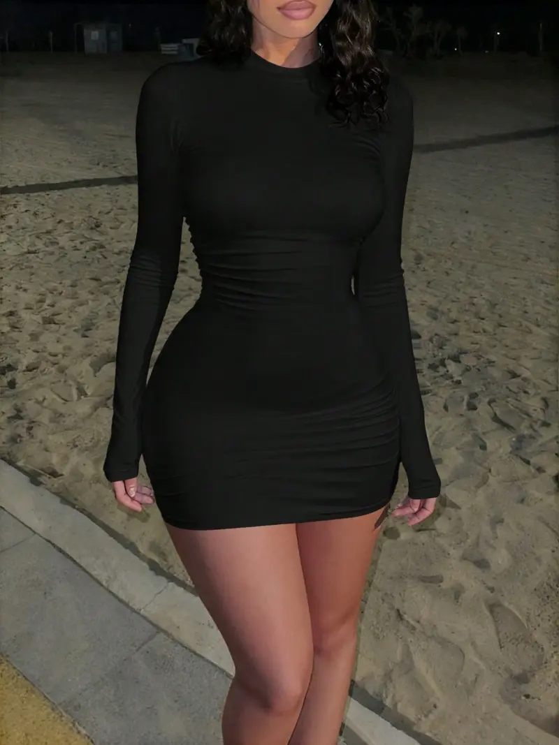 charvi long sleeve mini dress black - TikTok Shop