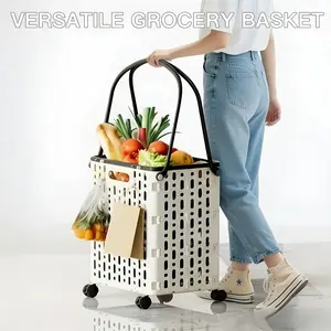 Durable Foldable Shopping Cart, Lightweight Portable Organizer for Home, Groceries, Camping, Travel, Laundry, Beach, Outdoor Use, Space-Saving Design, Mobile Folding Trolley