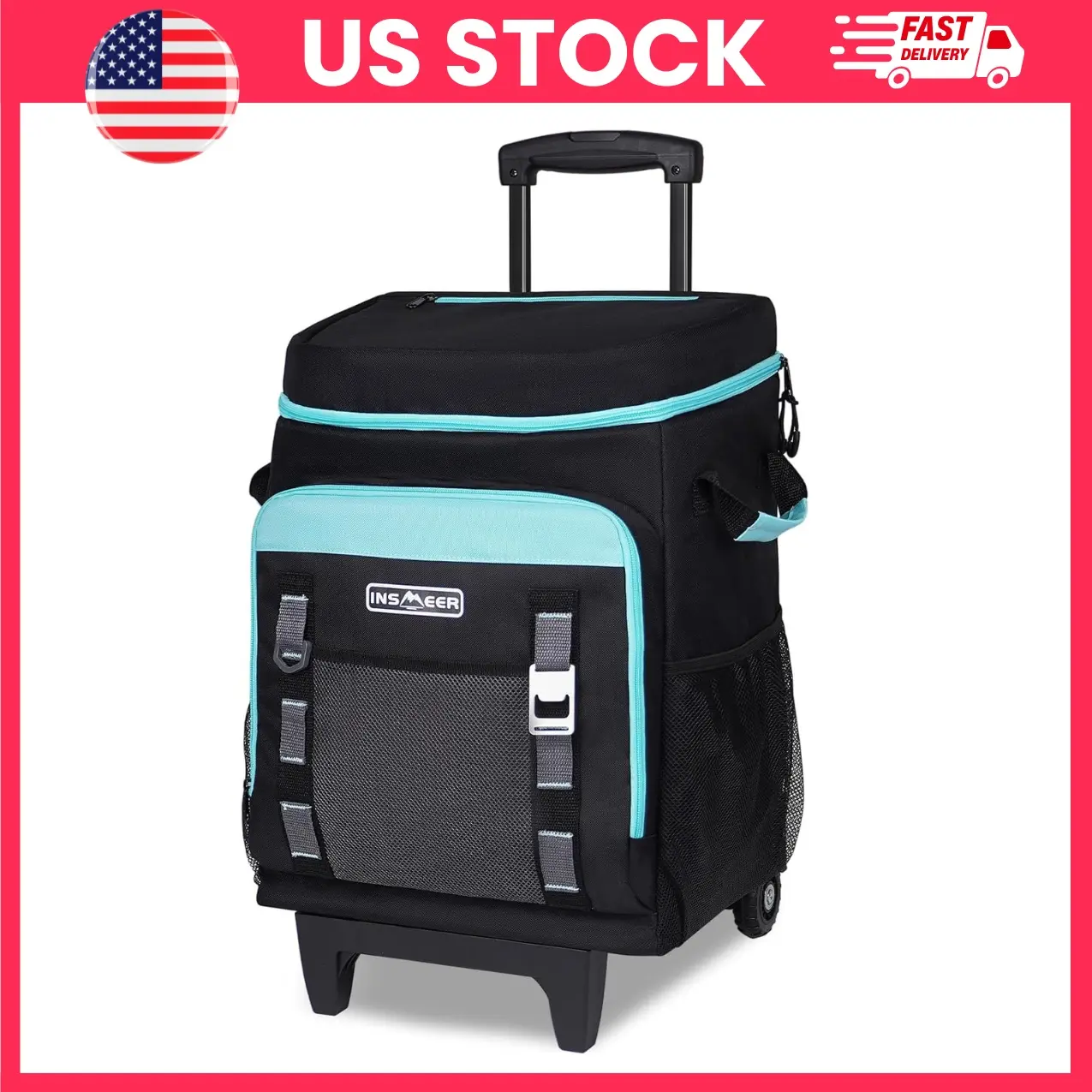 Rolling Cooler with Wheels, Soft Sided Cooler Bag, 50 L Insulated Cooler with Collapsible Trolley Cart, Portable Cooler for Camping, Grocery Shopping, Picnic, Road Trips, Black | grocery cart cooler, picnic cooler, camping cooler, travel cooler