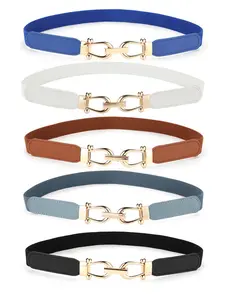 Women's Elastic Waist Belt Set, Buckle, Stretchy Skinny Belts, Perfect for Jeans and Dresses, All Seasons, 2 Piece Pack