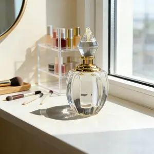 Luxury Hand-Blown Refillable Glass & Metal Empty Perfume Vial for Her | Clear Lifestyle Fragrance Container | Travel-Sized Essential Oil Bottle with Dropper | Ideal Birthday Valentine's Day Wedding Gift for Wife Girlfriend Mom Fragrance Aficionados